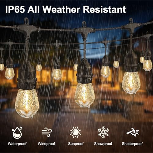50FT Outdoor String Lights 32Bulbs (1.5FT Bulbs Spacing),120W Dimmer Remote - Image 4