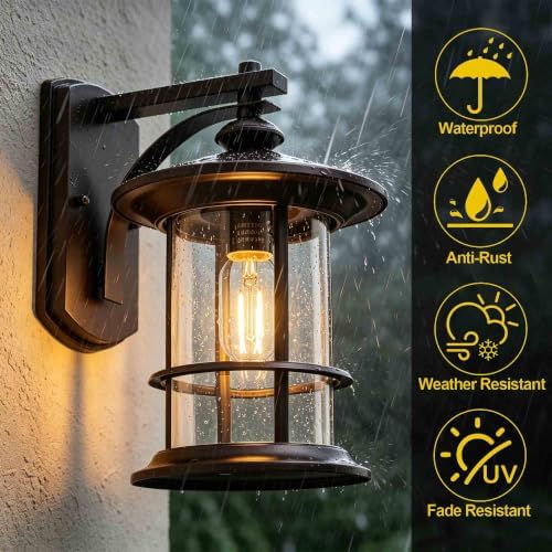 MICSIU 12.5" Height Large Farmhouse Bronze Outdoor Wall Light, Max 100W - Image 5