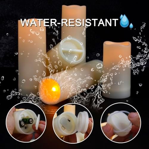 Aignis 24pcs Flameless LED Candles Battery Operated with 10-Key Remote Timer, Outdoor Waterproof Electric Lights, Warm Flickering Glow for Cozy Home/Wedding/Holiday Décor (D2.2'' x H4''/5''/6''/7'') - Image 6