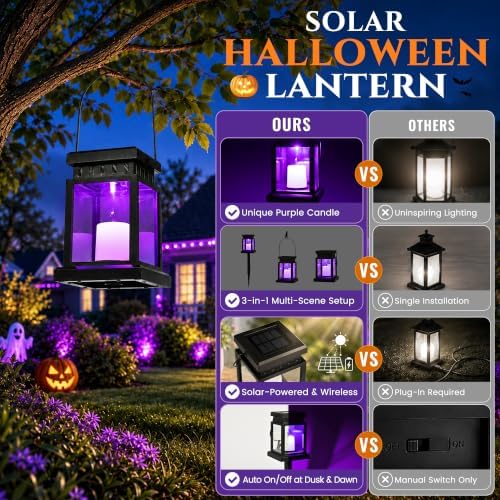 GIGALUMI 8 Pack Solar Halloween Lanterns Outdoor, Candle Lights with Stakes - Image 5