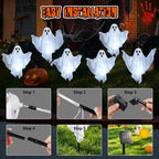 6-Pack Solar Ghost Lights for Halloween Decorations Outdoor Cool White - Image 2