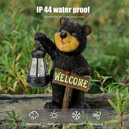 Juegoal Garden Bear Statue with Solar LED Lantern, Luminous Welcome Sign, Gifts for Mom Yard Art, Whimsical Figurine Large Sculpture Lighted Outdoor Mother's Day Spring Decorations for Lawn, Porch - Image 5