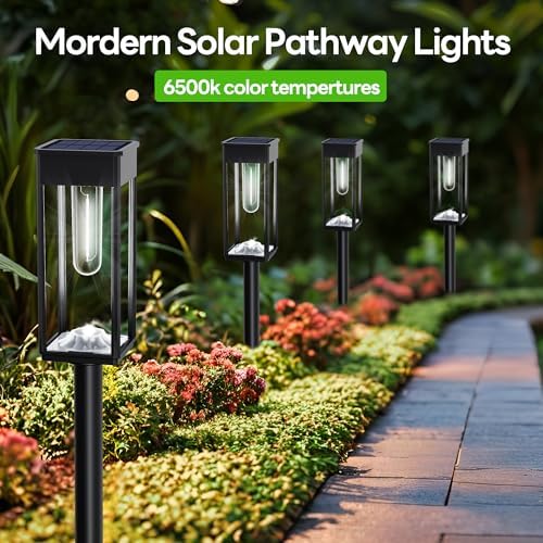 COXSENI Solar Path Lights Outdoor Waterproof 6500K Cool White, 8 Pack - Image 6
