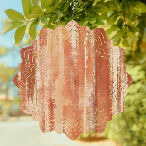 12 Inch Orange Beige Ombre Wind Spinner for Yard and Garden, Modern Abstract Art Oil Painting Hanging Ornaments Outdoor 3D Kinetic Wind Sculpture Spinners Indoor Outdoor Patio Décor Ornaments Gift - Image 2