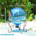 VCUTEKA Solar Gazing Ball, Glass Garden Globes for Outdoor Decor, 10" Blue - Image 3