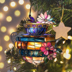 Tea Cup Flowers and Books Acrylic Suncatcher - Image 6
