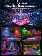 Lepro F2 AI Flood Lights Outdoor, 30W LED Smart Landscape Lighting with APP Control, IP65 Waterproof, 2700LM RGBW Color Changing, 2700K Warm White & 16M Colors, 2 Packs - Image 3