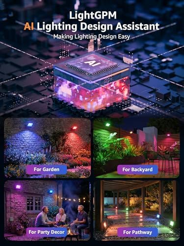 Lepro F2 AI Flood Lights Outdoor, 30W LED Smart Landscape Lighting with APP Control, IP65 Waterproof, 2700LM RGBW Color Changing, 2700K Warm White & 16M Colors, 2 Packs - Image 3