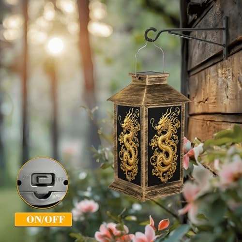 Solar Lantern Outdoor Waterproof Traditional Chinese Cloud Black Garden Decor LED Hanging Solar Lights Tabletop Lamp Gifts for Women Mom Outside Yard Patio Porch - Image 5