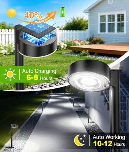 ELECLINK 8 Pack Solar Pathway Lights Outdoor, Solar Powered Landscape Path Light with Larger LED Lens, Brighter Up to 12 Hrs Waterproof Outdoor Solar Light for Yard Garden Walkway Driveway Sidewalk - Image 2