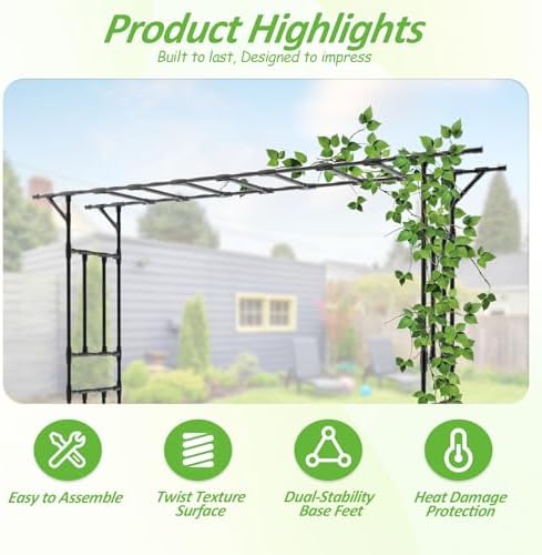 Garden Arch Trellis100.4 L×85.4" H Sturdy & Rustproof Flat Top Garden Arch - Image 4