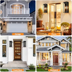 19 Inch Outdoor Wall Light Fixtures, 2 Pack Porch Lights- Black - Image 2