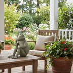 Braxio Frog Statue Outdoor Garden Decor - Large Sitting Thinking Frog Sculptures for Patio, Yard, Pond, Lawn, Porch Unique Home & Garden Gift Idea 13 x 6.7 x 12.3 Inches - Image 2