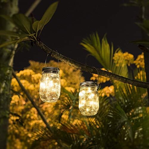 Solar Mason Jar Lantern Light, 3 Pack 20 Led String Starry Hanging Lamp, Fairy Firefly Lights Kit for Patio Garden Wedding Table Decor with Mason Jar & Hanger - Image 6