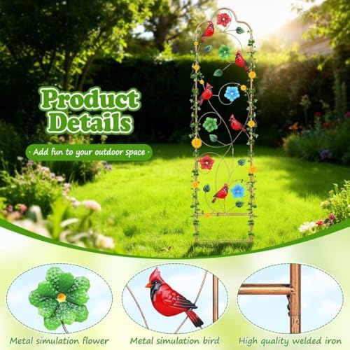 2 Pack Metal Garden Trellis Arched Fence Trellises for Climbing Plants Outdoor, Roses, Vines, Flowers, and Vegetables Support, 60'' H x 12'' W Redbird - Image 5