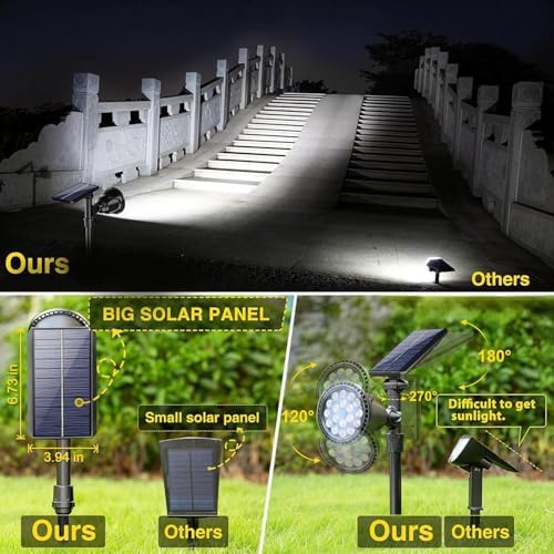 ROSHWEY Solar Outdoor Lights, Waterproof Solar Yard Lights 600LM Spot Light Outdoor for Tree Pathway Walkway Driveway Patio (Cool White, 4Pack) - Image 4