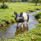 26'' Farm Pig Figurine Garden Statue Realistic Resin Weather Pink Black - Image 6