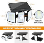 EverBrite 2PK Solar Motion Sensor Lights, 3 Heads, IP65 Waterproof Outdoor - Image 2