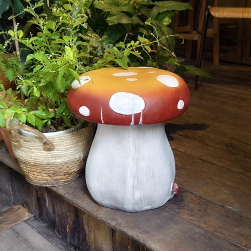 13.3”H Mushroom Stool Large Mushroom Statue Outdoor Garden Decor - Image 4