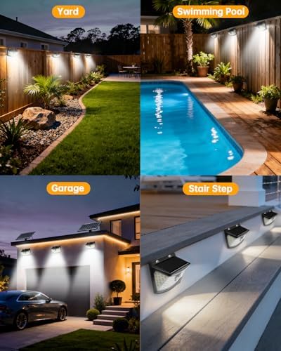 Aootek Solar Motion Sensor Lights Outdoor 120 LEDs, Black, 10 Pack - Image 7