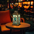 Solar Lanterns Outdoor Waterproof Graceful Teal Stained Glass Sea Turtle Illustrated Anemones Hanging Solar Light Outside Lights for Patio Yard House Lawn Decor Birthday Gifts for Women Mom - Image 3