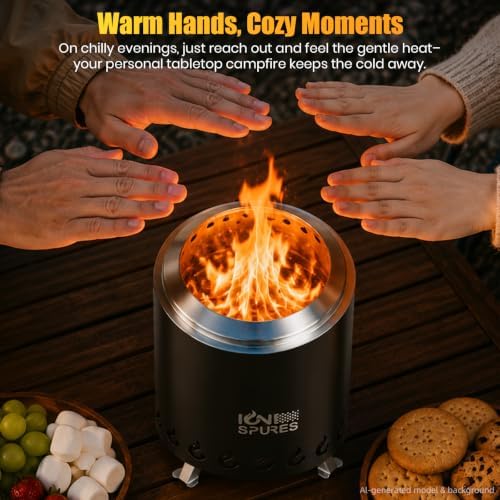 Tabletop Fire Pit, 7.1 Inch Smokeless Stainless Steel Firepit with Carry Bag, Mini Portable Stove for Camping Patio Picnic, Wood/Pellet Fueled, Optimized Airflow Design, Black - Image 6