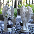VChymm Solar Angel Outdoor Garden Decor Statues – 13.2 inches Solar Outdoor Sculptures for Outside Yard Art Patio Balcony Front Lawn Ornaments Gifts for Mom Grandma Women - Image 2
