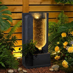 28H Modern Indoor/Outdoor Water Fountain with Soothing LED Light by Bumilgar