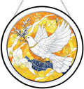 9.84 Inch Dove with Olive Branch Stained Glass Window Hanging Stained Glass Suncatcher for Women Window Decor Perfect Home Decor by Unknown