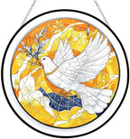 9.84 Inch Dove with Olive Branch Stained Glass Window Hanging Stained Glass Suncatcher for Women Window Decor Perfect Home Decor by Unknown