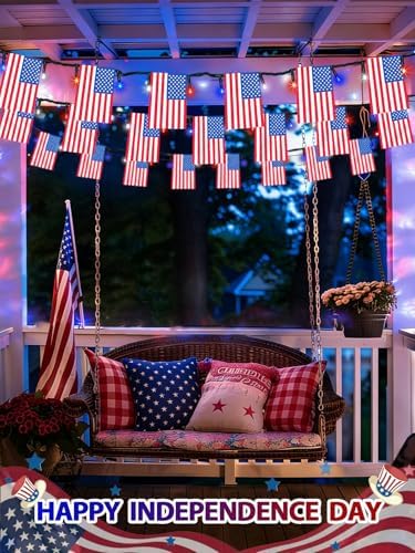 4th of July Decorations 2 Pack 100 LED Solar American Flag Lights Outdoor - Image 6