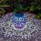 2 Pack Solar Hanging Lanterns, Metal Decorative Lamp, Royal Purple by ExcMark
