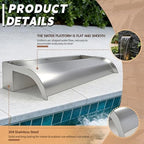 Curved-Mouth Waterfall Pool Fountain, Stainless Steel Waterfall Spillway with Pipe Connector Kits for Outdoor Decorative, 35.4 Inches Pool Water Feature for Garden Patio, Without Cover Plate - Image 4