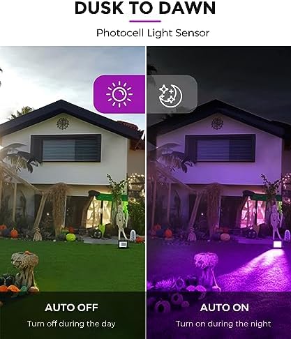 L LOHAS LED Auto On/Off Purple Halloween Flood Light Outdoor 50W Plug in - Image 2