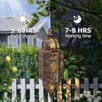 Hanging Solar Lantern Outdoor Decor, Moroccan Solar Lights for Outside Garden Decorations, Waterproof Metal LED Lanterns Garden Gifts for Mom, Women, Patio, Yard, Mother's Day（Cuboid-1 Pack） - Image 2