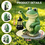 Solar Frog Garden Statue with LED Lantern, Waterproof Resin Figurine - Image 2