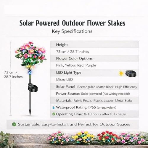 Memorial Garden Bloom Lights – Featuring Ultra-Realistic Artificial Petals, Solar-Powered & Weatherproof, Solar Azalea Flower Decor Stake Lights Outdoor for Cemetery Gravesite Yard Patio (5PCS-Pink) - Image 3