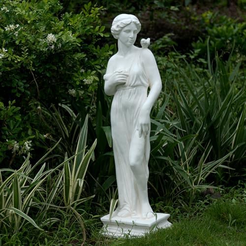 Outdoor Nymph Statues, 32Inch Garden Goddess Sculptures, Greek Mythology Roman Decor, Large Statues for Patio Yard Lawn Porch, Ivory (Nymph02-Ivory) - Image 2