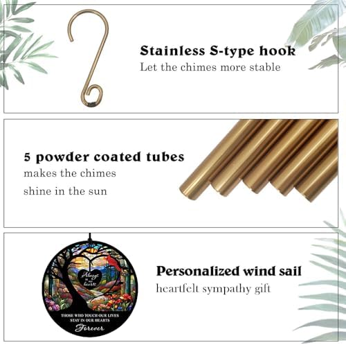 Personalized Memorial Gifts Wind Chimes Forever in Heart - Image 3