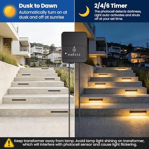 ZZXX Low Voltage Retaining Wall Lights Kit, 3W 2700K Step Lights, 12 Pack - Image 3
