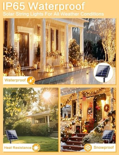 Solar String Lights Outdoor, 4Pack 800LED 288FT Fairy Lights Warm White - Image 3