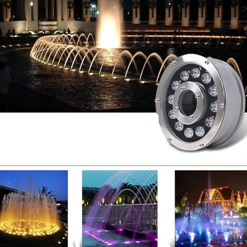 LED Ring Fountain Light - RGB Underwater Light, 12/24V Submersible Underwater Landscape Spotlight, IP68 Waterproof Middle Hole Swimming Pool Light, for Fountain/Landscape Decoration(6w,12V) - Image 3