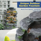 24" H Stacked Rock Outdoor Water Fountain,7-Tier Cascading Waterfall - Image 5