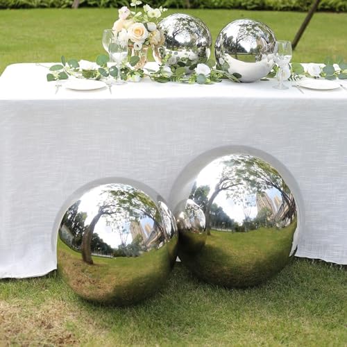Balsa Circle 16 in Silver Stainless Steel Globe Gazing Reflective Mirror Balls Outdoor Garden Decor Centerpieces Wedding Party Events Reception Home Decorations Modern Ornaments Landscaping Accents - Image 4