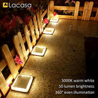 Lacasa Solar Deck Lights, 4 Pack Warm White Outdoor In-Ground Driveway Walkway Dock, IP68 Waterproof Solar Powered Stair Step Pathway Fence Auto On/Off LED for Garden Yard Patio - Image 6