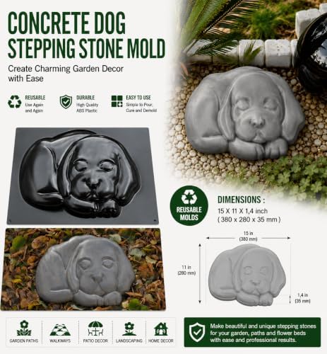 Concrete molds DIY Dog Stepping Stone Mold Mould Plaster Concrete Garden Path 15"x11"x1,37#S04 - Image 3