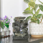 Alpine Corporation 13" Tall Indoor Tabletop Water Fountain, 4 Tier Cascading Water Feature with LED Lights for Home, Office, Living Room, or Zen Decor, Gray - Image 2