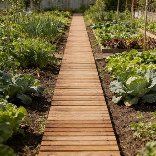 24FT Wooden Garden Pathway Walkway Outdoor Roll Walkway Pavers Patio Floor Outside Stepping Stones Roll Out Decorative Garden Non-Slip Patio Path Boardwalk Road Floor for Backyard Beach Wedding Party - Image 6