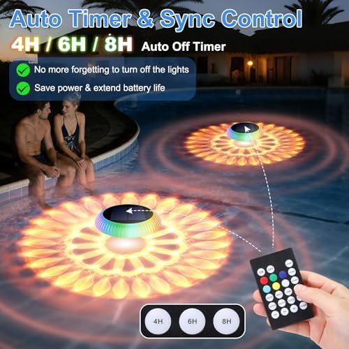 Solar Floating Pool Lights 6.5" Solar Pool Lights RGB 2Pcs - Image 5