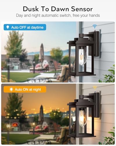 VIANIS Bronze Dusk to Dawn Outdoor Lighting, 2 Pack Outdoor Lights for House, Waterproof Porch Lights, Exterior Lighting Fixtures with Tempered Glass, for House,Garden, Garage,Hardwired, Non-Solar - Image 2